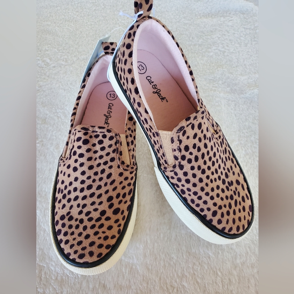 Cat & Jack Girl's Leopard Slip On Shoes Size 13